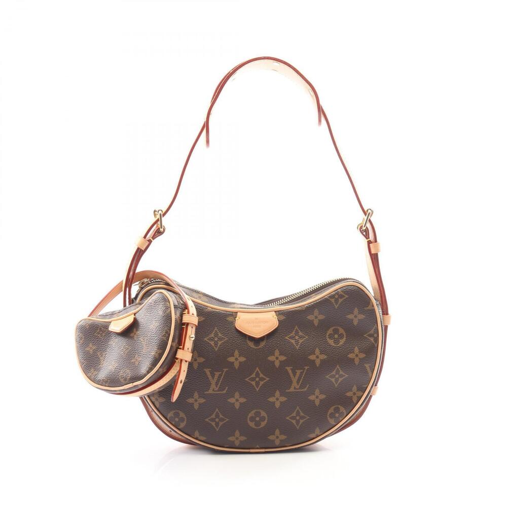 Louis Vuitton Croissant Monogram Canvas Leather Shoulder Bag Brown